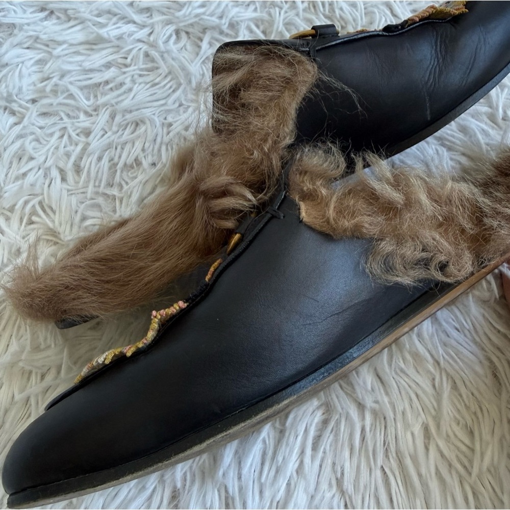 Gucci Princetown Black Leather Mules with Fur and Roaring Tiger Size 38 - Picture 7 of 12